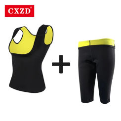 CXZD Women Sauna Suits Body Shaper Corset Tank Top Slimming Pants Shapewear Sets Fat Burning Yoga Weight Loss Sports Workout