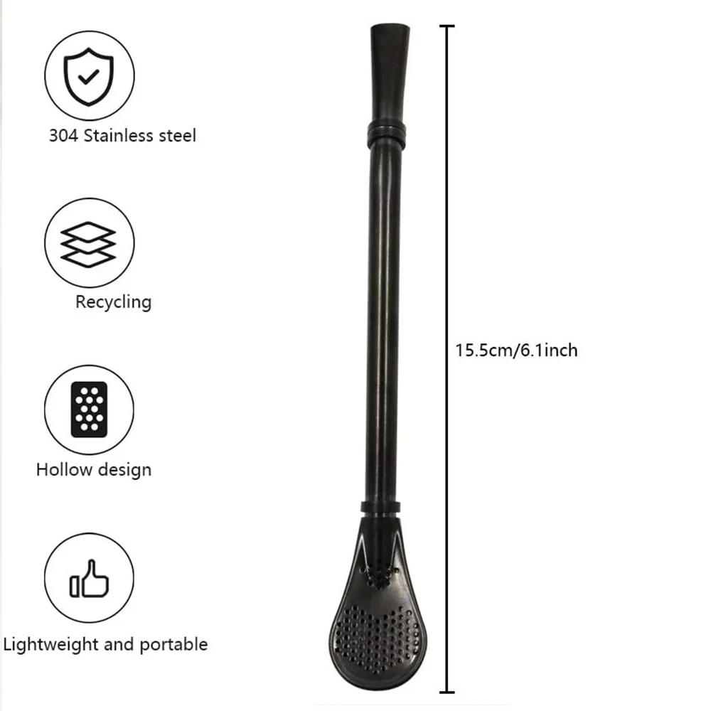 Description Picture 4 of item1-10Pcs 304 Stainless Steel Drinking Straw Spoon Tea Filter Reusable Bombilla Gourd Cocktail Straw Spoon Coffee Bar Accessory