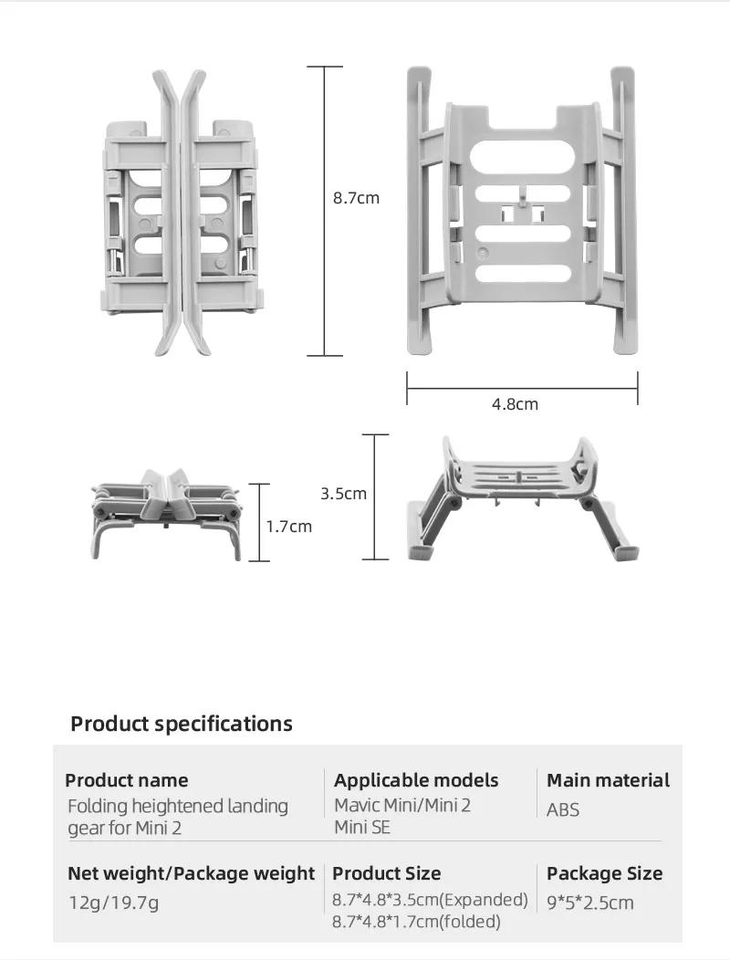 Description Picture 3 of itemDrone Foldable Landing Gear for DJI Mavic Mini 1 2 SE Quick Release Height Extender Leg for DJI MINI 4K Protector Accessories