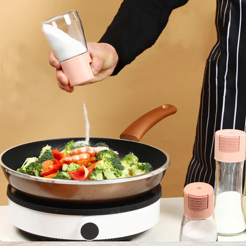 Description Picture 3 of item0.5g Metering Salt Shaker Push Type Salt Dispenser Salt Tank Sugar Bottle Spice Pepper Salt Shake Spice Jar Can Seasoning Bottle