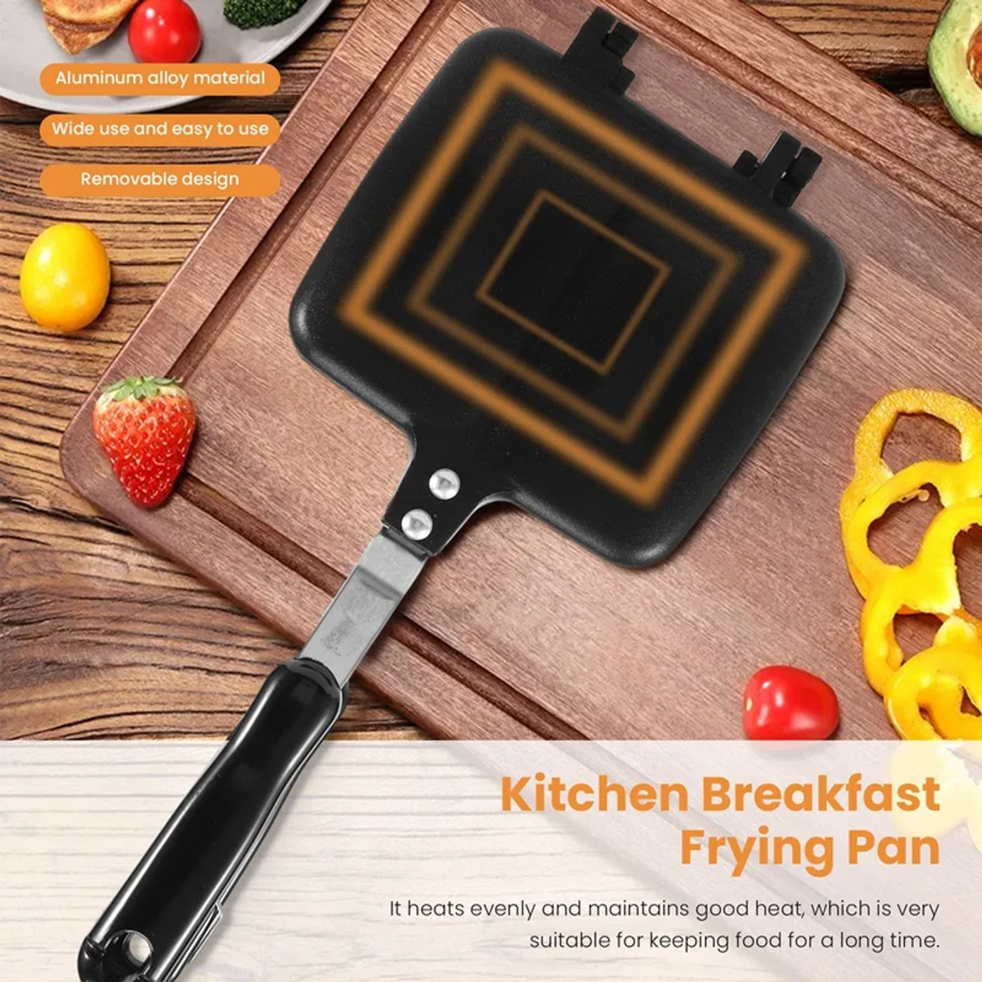 Description Picture 5 of itemGrilled Sandwich Panini Maker,Bread Toast Breakfast Machine,Hot Sandwich Pan,Nonstick Aluminum Removable Flip Frying Pan