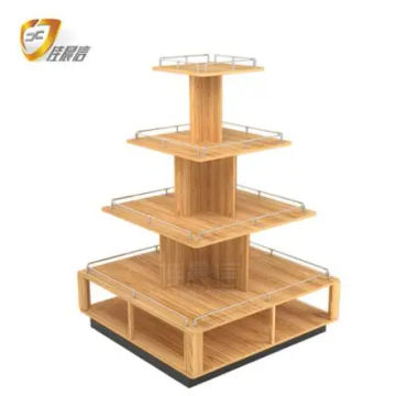 Promotion platform display rack convenience store supermarket mother and child shop island multi-functional solid wood texture