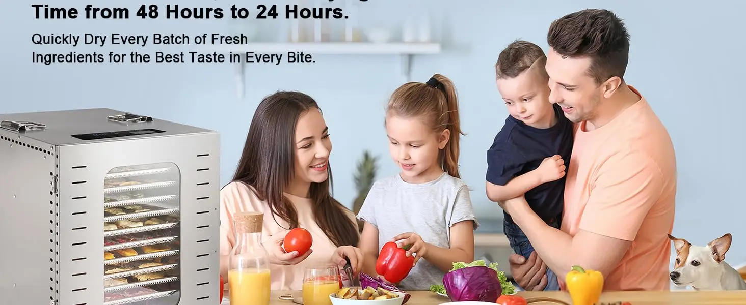 Description Picture 6 of itemLarge 12 Trays Food Dehydrator, Usable Area up to 22.67ft², 1200W Full Stainless Steel Dryer Machine, up to 190℉ Temperature, fo