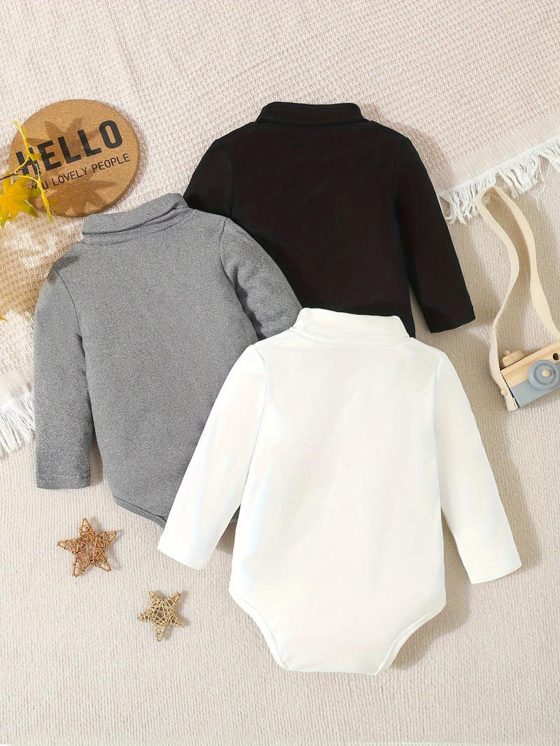 Description Picture 3 of item3Pairs/Lot Baby Girl Autumn And Winter Comfortable Warm Simple Solid Color Casual Velvet High Neck Long Sleeve Triangle Clothing