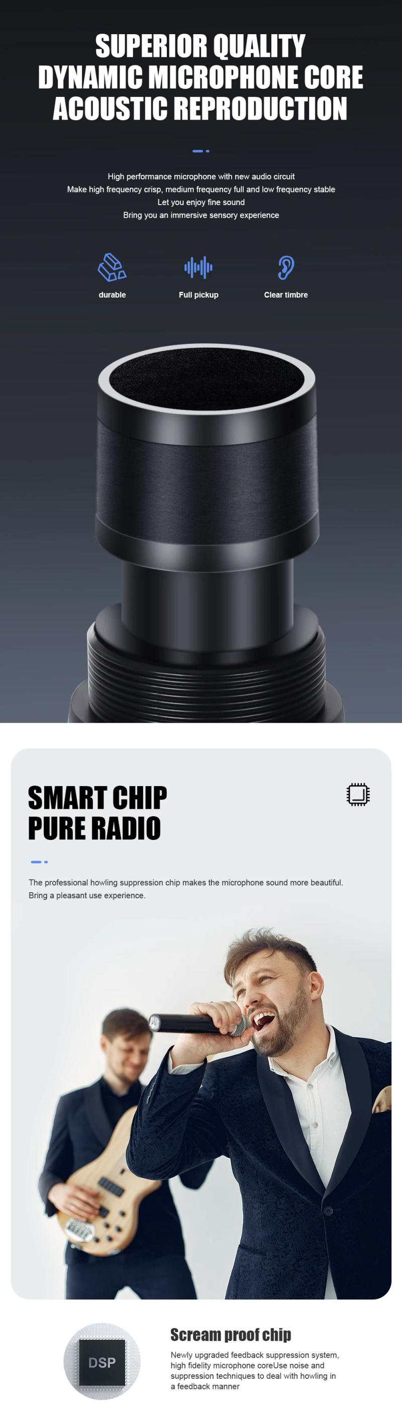 Description Picture 3 of itemWireless Microphone 2 Channel UHF Fixed Frequency Dynamic Microphone Party Karaoke Meeting Church Show Professional Mic