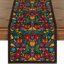 Mexican Day of The Dead Linen Table Runners Dresser Scarf Decor Farmhouse Table Runners Party Supplies Holiday Party Decorations