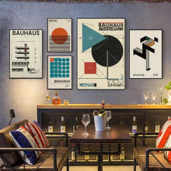 Bauhaus Modern Simplicity Geometric Good Quality Prints and Posters Waterproof Paper Sticker Coffee House Bar Posters Wall