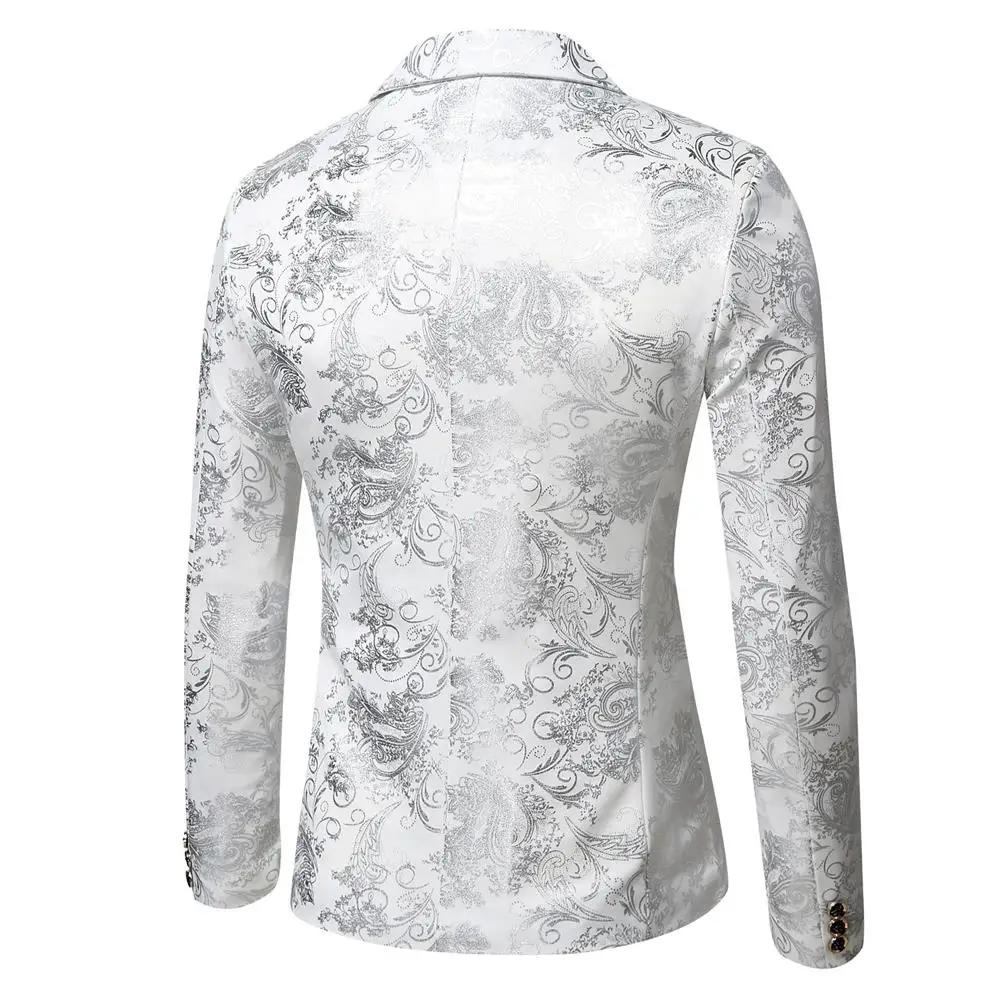 Description Picture 5 of item2023 Autumn New Men's Fashion Handsome All Fashion Business Slim Casual Silver Stage Show Suit Men Small Suit Jacket  M-3XL