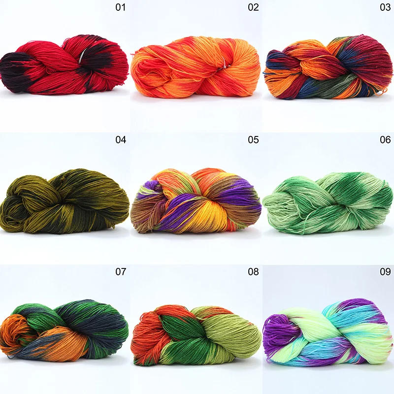 Description Picture 2 of itemAcrylic Wool Yarn Duan Dyed Four Strand DIY Woven Knitting Sweater Sock Scarf Colorful Crochet Yarn Sewing пряжа для вязания 뜨개실