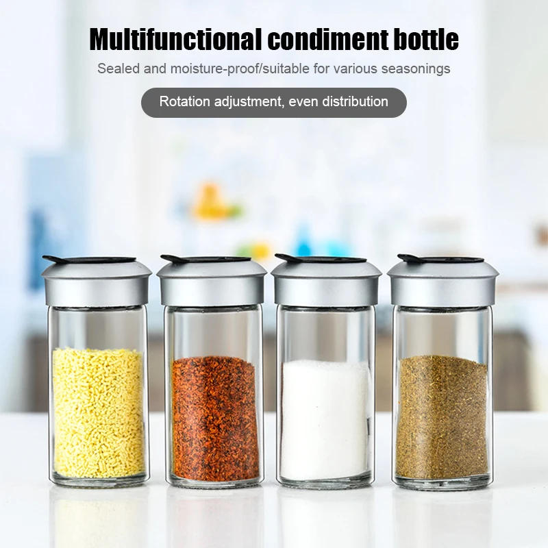 Description Picture 4 of itemSpice Jar Seasoning Bottle Spice Pepper Salt Shaker Rotating Cover Salt Sugar Condiments Storage Container Kitchen Tools
