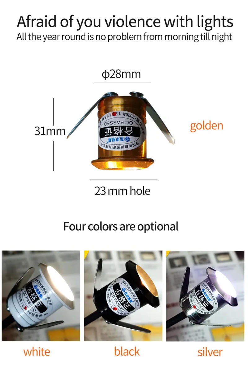 Description Picture 4 of item【23mm hole】recessed mini Spotlight 1w LED ceiling light 110 volt 220V indoor embedded small downlight with driver set