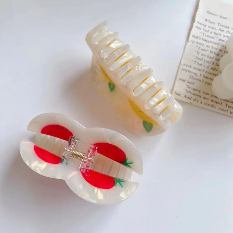 Description Picture 5 of itemFashion Design Acetic Acid Cherry Watermelon Strawberry Barrettes Fruit Hair Claw Women Hair Accessories Korean Style Hair Clip
