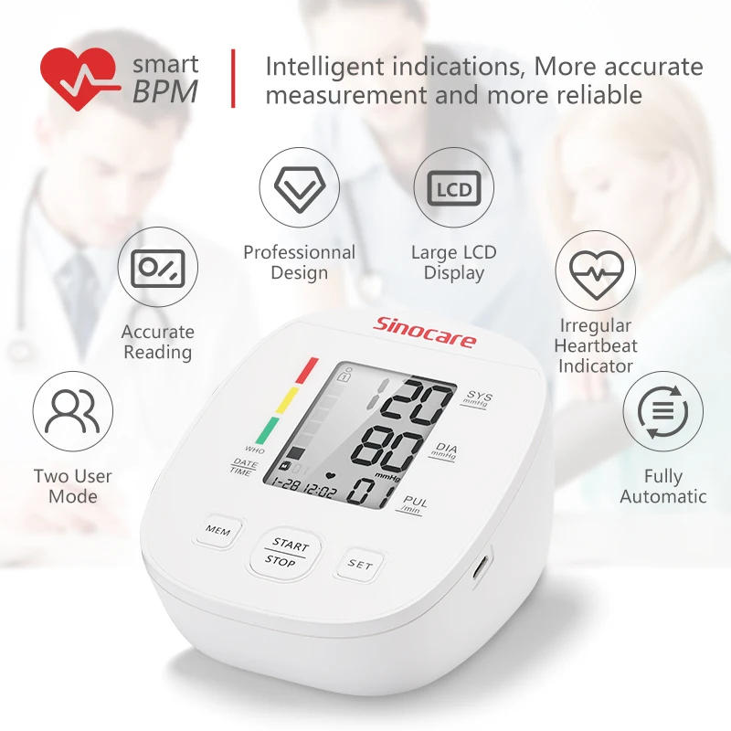 Description Picture 6 of itemSinocare Blood Pressure Monitor Tensiometer Upper Arm Automatic Digital BP Machine Pulse Heart Rate Monitor Sinocare Blood Press