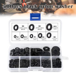 500pcs Plastic Insulation Washers Rubber Flat Nylon Corrosion-Spacers Box Packed Gasket Ring Kit For Industrial Fixings