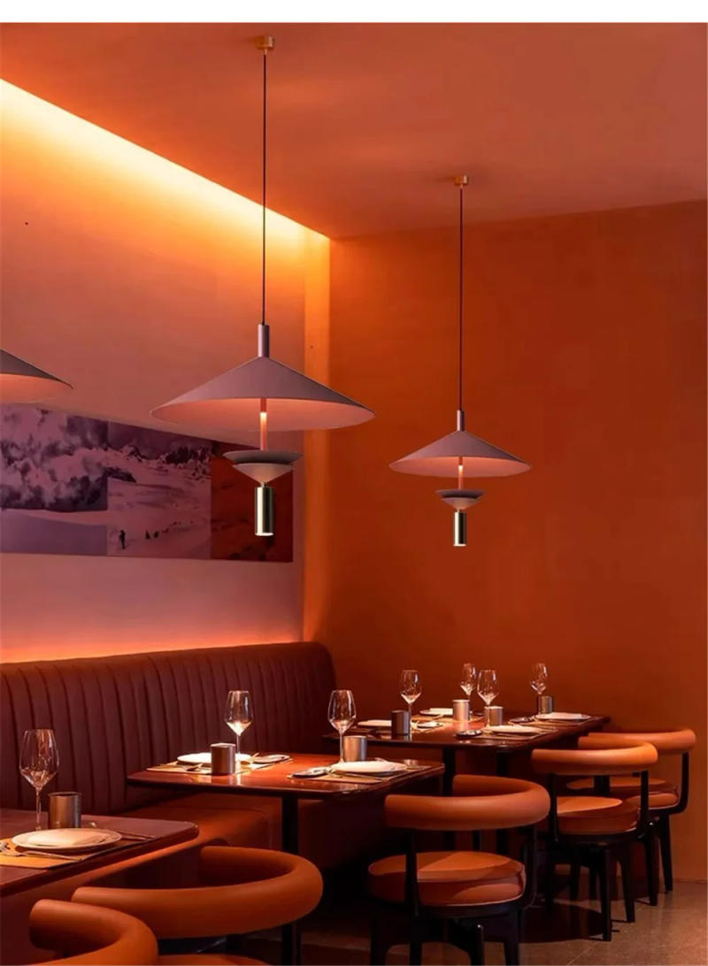 Description Picture 6 of itemDesigner Elegant Umbrella Shape Led Pendant Lights For Dining Room Coffee Table Kitchen Hanging Spots Lamp Indoor Art Decoration