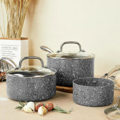 Non Stick Pan Set with Glass Lids Stew Pot 3Pcs Nonstick Cookware Set Frying Pan Saucepan Nonstick Pot Kitchen Utensil Cooking