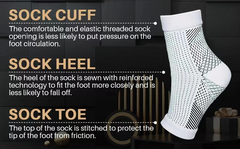 Description Picture 2 of item1 Pair Copper Infused Compression Socks Ankle Support Pain Relief Socks Foot Anti-Fatigue Compression Sport Running Yoga Socks