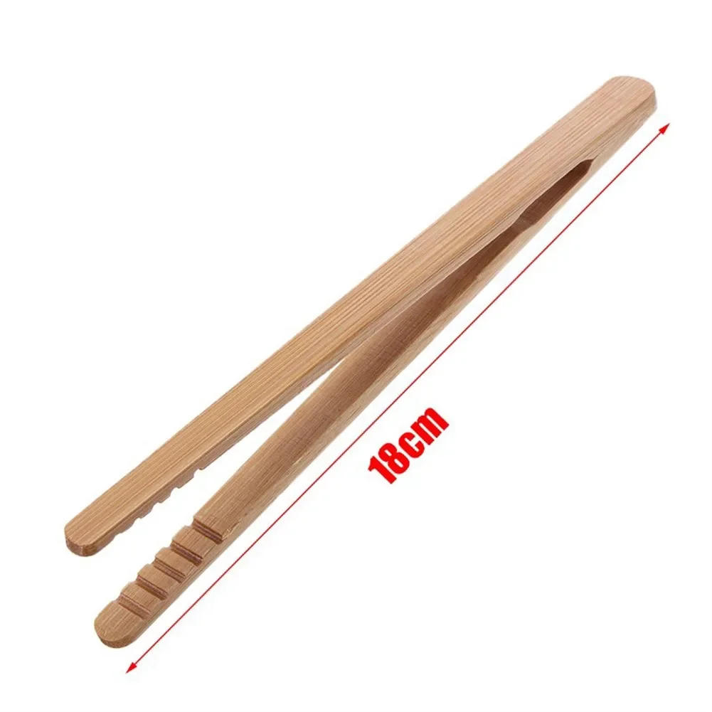 Description Picture 3 of item2Pcs 18cm Bamboo Wood Wooden Food Toast Salad Tongs Toaster Bacon Sugar Ice Tea Tong Tea Clips Teaware For Kitchen