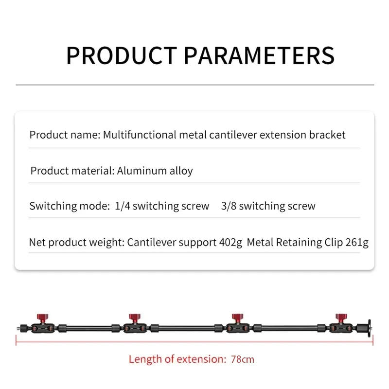 Description Picture 2 of itemDesk Mount Stand DSLR Camera C Clamp Light Stand Photographic Light Boom Stand With Ball Head for Phone Video Ring Light Zoom