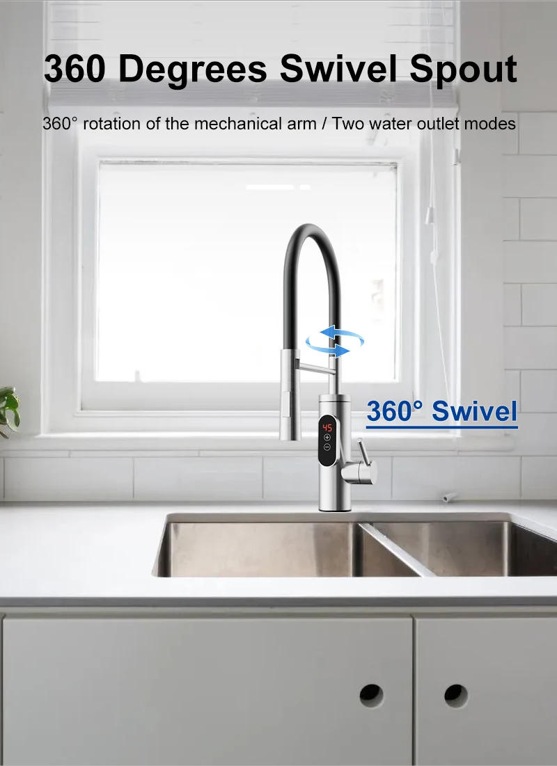 Description Picture 5 of itemElectric Water Heater 220V Kitchen Faucet Tankless Instant Heating Water Tap Flowing Heated Mixer Digital Display For Under Sink