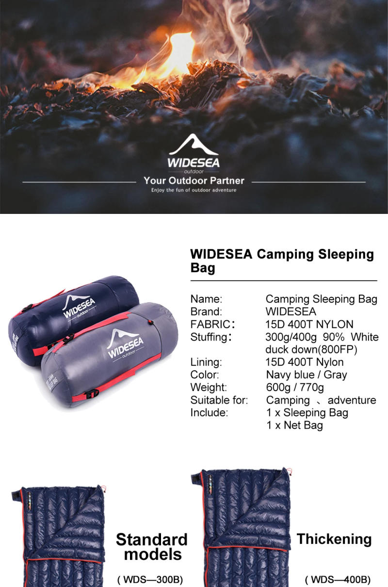 Description Picture 2 of itemWidesea Camping Ultralight Sleeping Bag Down Waterproof Lazy Bag Portable Storage Compression Slumber Bag Travel Sundries Bag