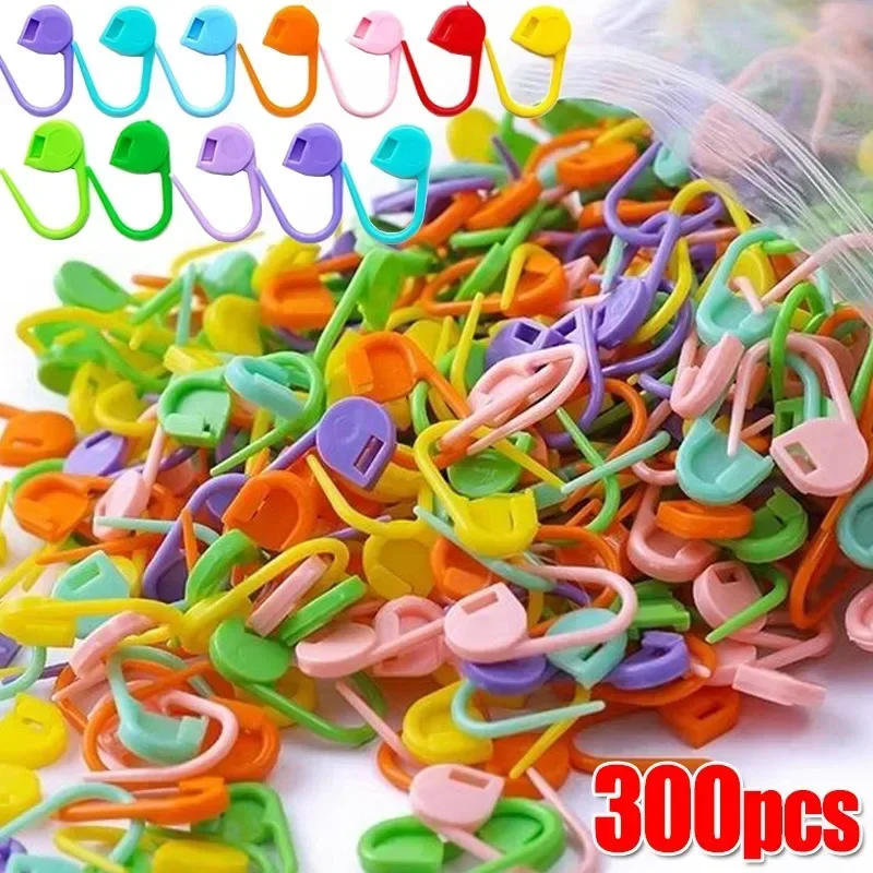 Description Picture 2 of item300/50pcs Plastic Resin Small Safety Pins Locking Stitch Markers Crochet Latch Knitting Tools Needle Clip Hook Sewing Tools