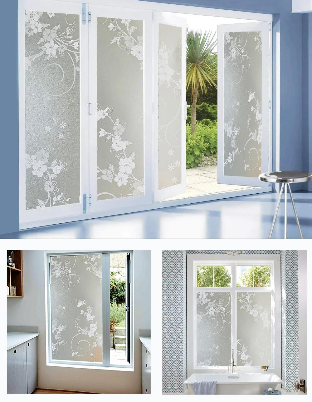 Description Picture 6 of item3D Matte Window Film Privacy Stained Glass Vinyl Self Adhesive Film Frosted Heat Insulation Window Sticker for Home Door