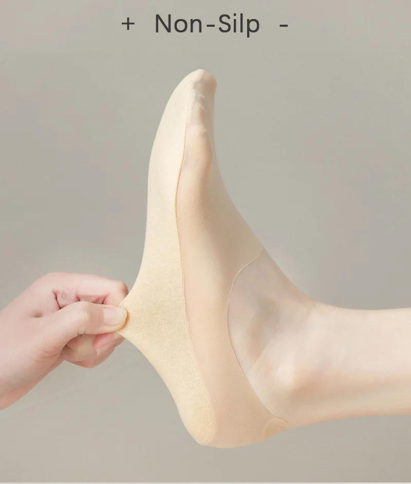 Description Picture 5 of item5 Pairs/Lot Socks Women's Summer Ultra-thin Invisible Low Cut Silicone Anti-slip Mesh No Show Ice Silk Solid Boat Socks