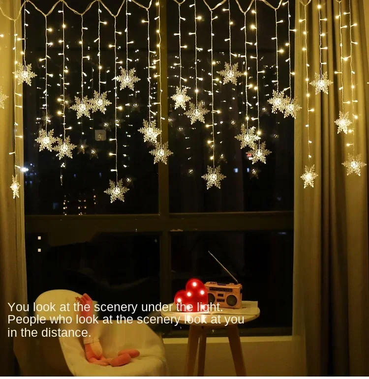 Description Picture 4 of itemSnowflake LED Curtain String Lights New Year's Indoor&Outdoor Home Decoration Wave Lighting Holiday Party Christmas Decorations