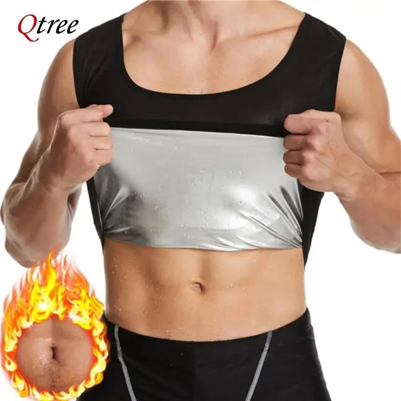 Description Picture 5 of itemQtree Sauna Sweat Body Shaper for Men Waist Trainer Vest Polymer Heat Trapping Weight Loss Zipper Workout Thermal Slimming Tops