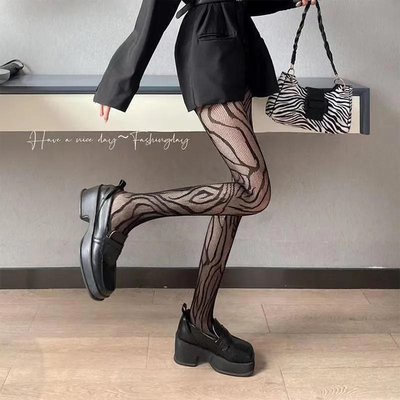 Description Picture 3 of itemNew Women's Sexy Patterned Fishnet Pantyhose Slim Legs Long Mesh Socks Fish Net Nylon Tights Ladies Transparent Body Stockings