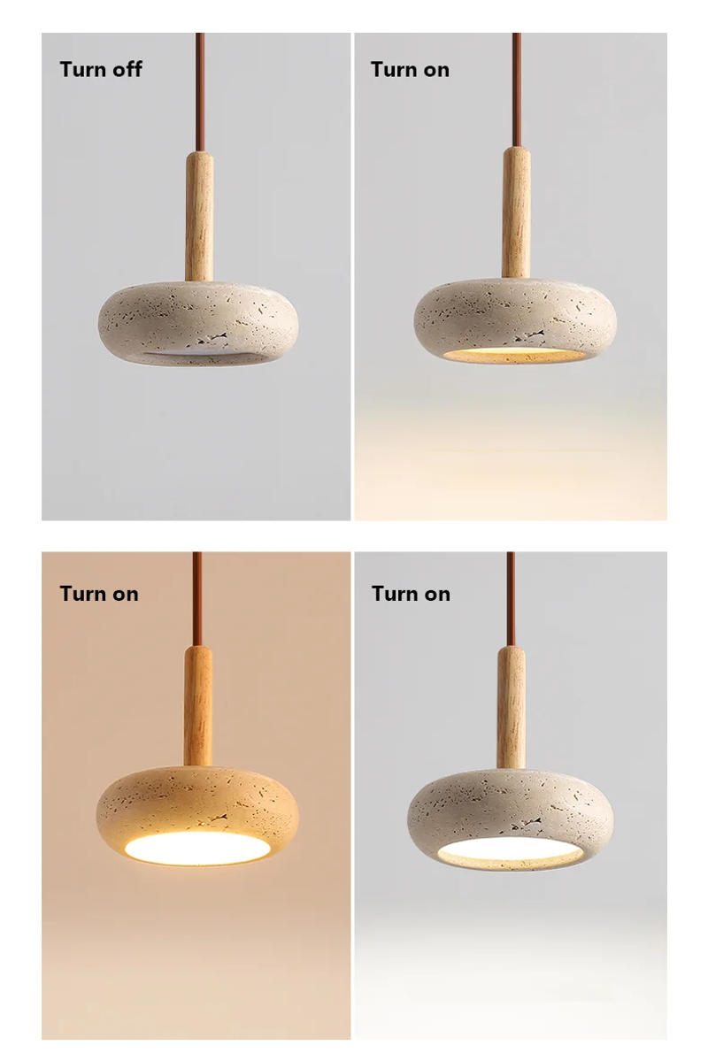 Description Picture 6 of itemRetro Natural Stone Art Pendant Light Yellow Travertine LED Chandelier Bedroom Bedside Decoration Home Lighting Fixtures