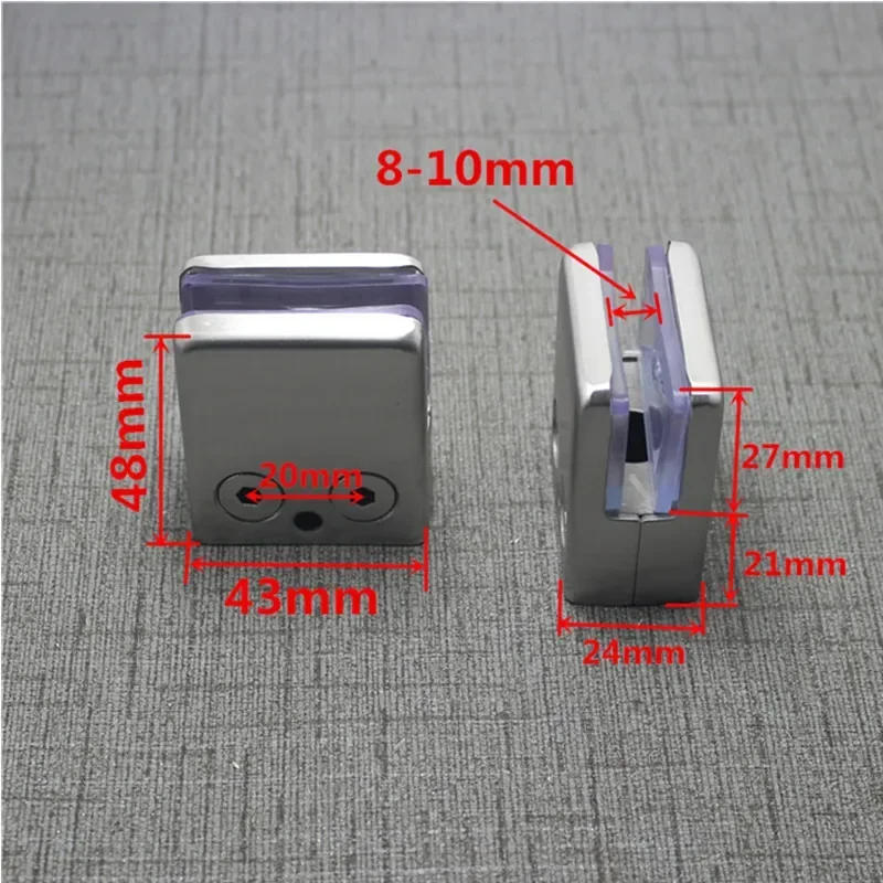 Description Picture 4 of item4Pcs Stainless Steel Square Clamp Holder Bracket Clip For Glass Shelf Handrails Silver