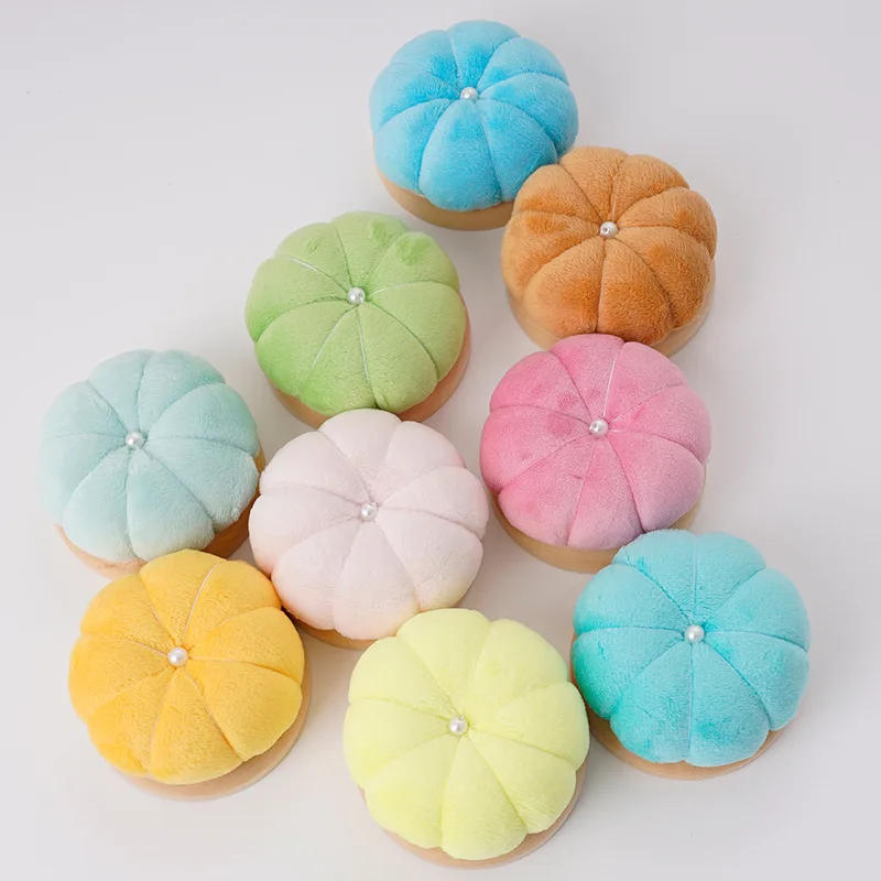 Description Picture 2 of item1Pc Wooden Solid Color Pumpkin Shape Pincushions Needle Cushion DIY Crafts Sewing Accessoried Pin Cushion Holder