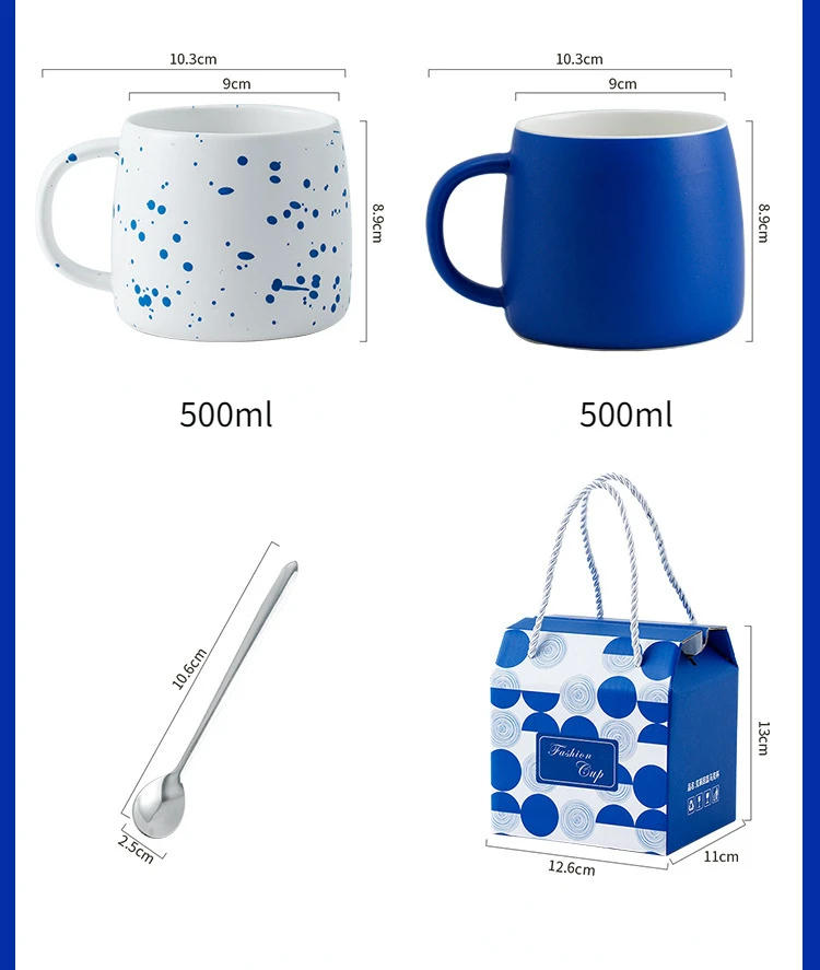 Description Picture 3 of item500ml Klein Blue Ceramic Mug Set Gift Box Breakfast Cup Teacup Drinking Utensils Ceramic Mug Handmade Mugs Coffee Cups Drinkware