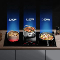 Kitchen Induction Cooker with 3 Burners Big Power Countertop Induction Cooktop Energy Saving 3 Cookers Built-in Hobs 220V Stove