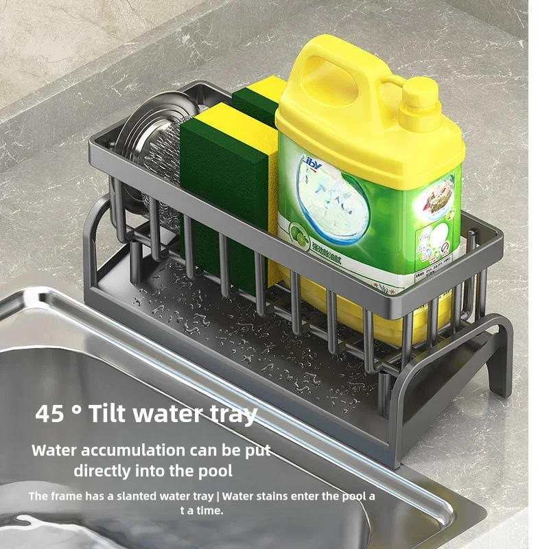 Description Picture 2 of itemKitchen Stainless Steel Sink Drain Rack Sponge Storage Faucet Holder Soap Drainer Towel Rack Shelf Organizer Kitchen Accessories