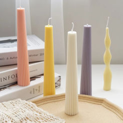 16-36cm Striped Long Pole Column Aromatherapy Candle Mold Kit PC Plastic Acrylic Molds DIY Handmade Church Candle Making Tool