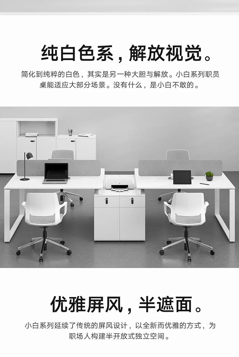 Description Picture 4 of itemEmployee Simplicity Office Desks Combination Modern White Screen Office Desks Storage Wood Escritorios Work Furniture QF50OD