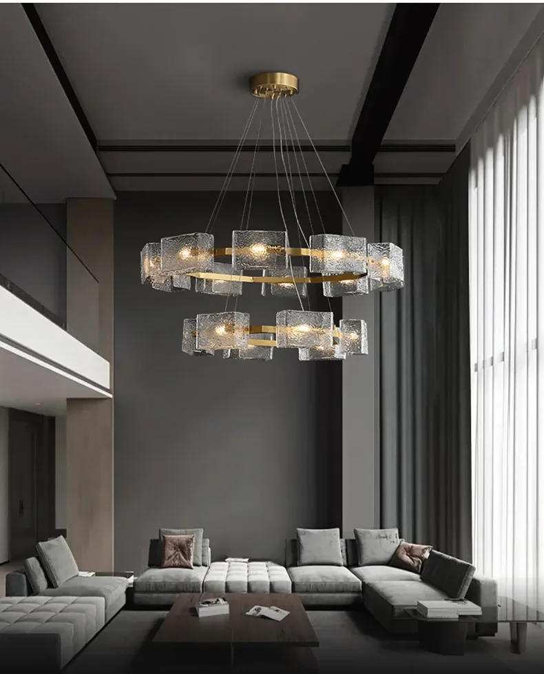 Description Picture 3 of itemModern Led Corrugated Crystal Ceiling Chandeliers Luxury Pendant Light for Living Room Restaurant Hanging Lamp Home Decor Luster