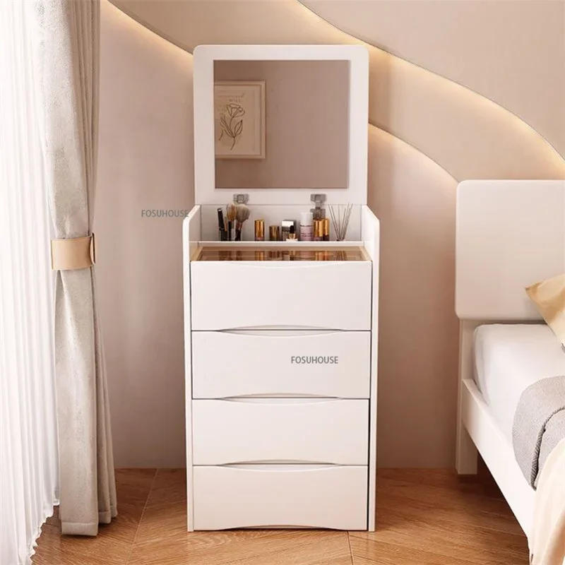 Description Picture 6 of itemNordic Bedroom Set Makeup Dressing Table with Mirror Flip Cover Vanity Table Multi-layer Drawer Storage Cabinet Makeup Dresser Z
