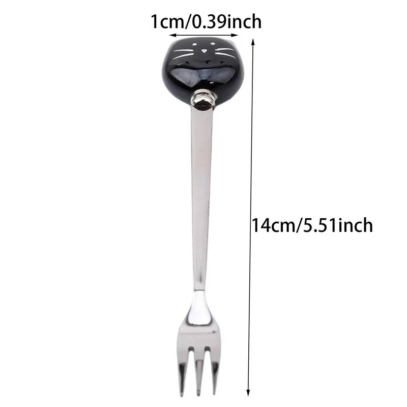 Description Picture 2 of item1pc  Stainless Steel Spoon Fork Portable Tableware Cute Cat Paw Shaped Dinnerware Adults Kids Coffee Tea Stirring