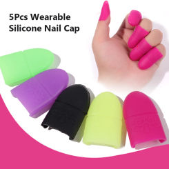 5Pcs Wearable Nail Soakers Pad Holder, Reusable Silicone Soak Off Caps for UV Gel Polish Remover Nail Art Removal Tools