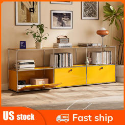 USM Haller Storage Cabinet Sideboard Haller Living Room Bedroom Stainless Steel Metal Board Modular Storage Shelf-No Keys