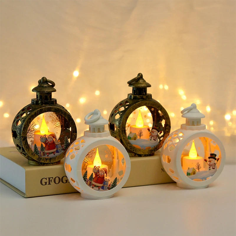 Description Picture 4 of item2025 LED Portable Lantern Santa Claus Lamp Decor Christmas Xmas Tree Wind Lights Pendant Navidad Christmas New Year Decoration