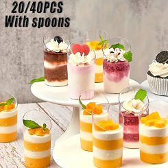 Disposable Dessert Cup Plastic Cup Appetizer Cups Tilted Circular Tasting Sample Afternoon Tea Party Appetizer Snacks Tasting