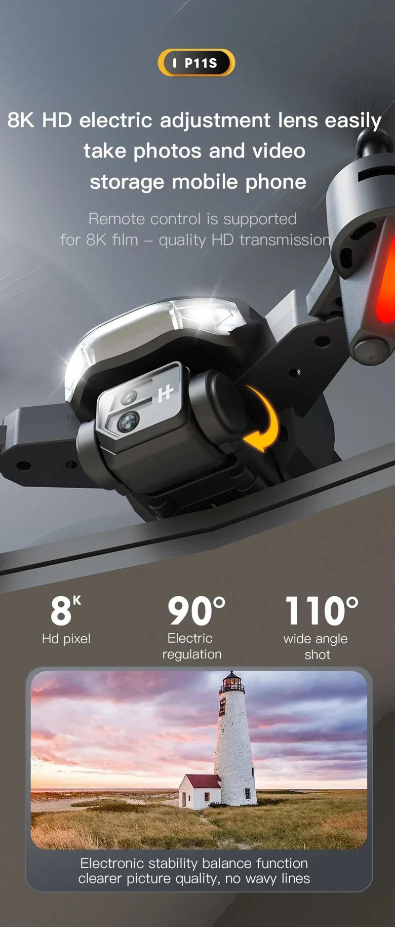 Description Picture 5 of itemXiaomi MIJIA P11 Max Drone 5G GPS Professional 8K HD Aerial Photography Dual Camera Obstacle Avoidanc Brushless Quadrotor 10000M