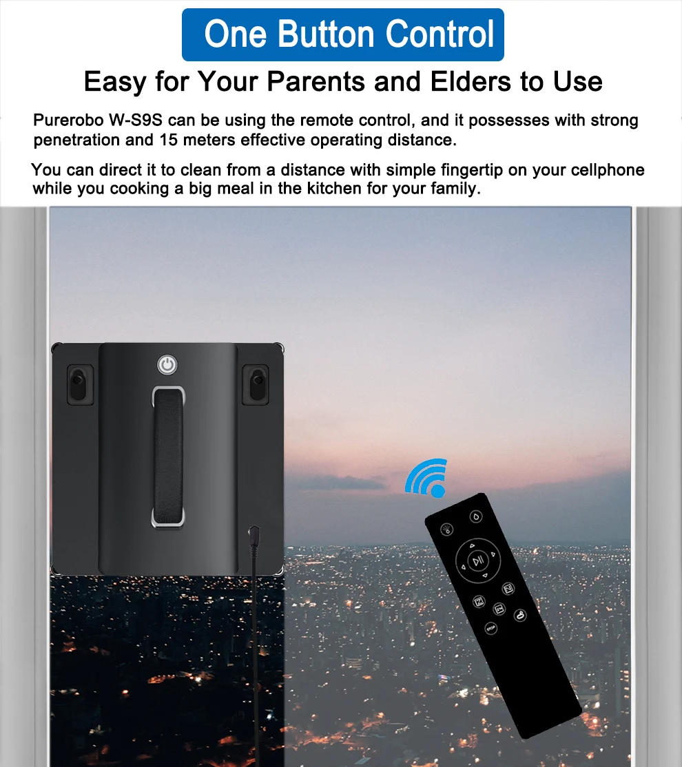 Description Picture 6 of itemPurerobo W-S9S Window Cleaning Robot Smart APP& Remote Control Automatic Water Spray Clean Glass Electric Vacuum Cleaner Robot