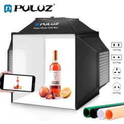 PULUZ 40*40cm Folding 24W 5500K Photo Studio Shooting Tent Soft Box Softbox 2 in 1 Photography Lighting Kits & 4 Color Backdrops