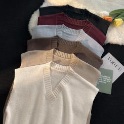 Autumn and Winter Fashion Solid Casual Pullover Tess Vest Men's Loose Knitted Top Student Sweater Gentle All-Match Cool Boys A3